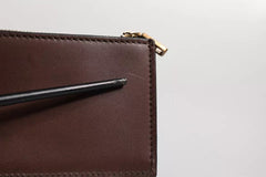 Dolce & Gabbana Brown Leather Zip Logo Keyring Coin Purse Keyring Wallet Dolce & Gabbana Retail Flare