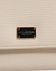 Dolce & Gabbana Beige Leather Trifold Logo Plaque Card Holder Wallet Dolce & Gabbana Retail Flare