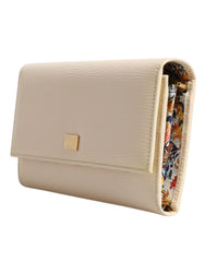 Dolce & Gabbana Beige Leather Trifold Logo Plaque Card Holder Wallet Dolce & Gabbana Retail Flare