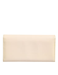 Dolce & Gabbana Beige Leather Trifold Logo Plaque Card Holder Wallet Dolce & Gabbana Retail Flare