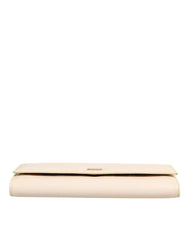 Dolce & Gabbana Beige Leather Trifold Logo Plaque Card Holder Wallet Dolce & Gabbana Retail Flare