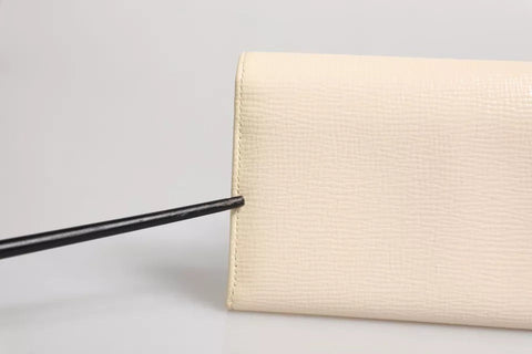 Dolce & Gabbana Beige Leather Trifold Logo Plaque Card Holder Wallet