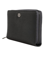 Dolce & Gabbana Dark Gray Leather DG Logo Zip Around Continental Wallet Dolce & Gabbana Retail Flare