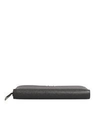 Dolce & Gabbana Dark Gray Leather DG Logo Zip Around Continental Wallet Dolce & Gabbana Retail Flare