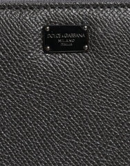 Dolce & Gabbana Dark Gray Leather DG Logo Zip Around Continental Wallet Dolce & Gabbana Retail Flare