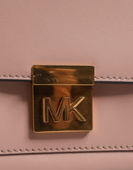 Michael Kors Pink Leather Logo Plaque Crossbody MINDY Satchel Bag Michael Kors Retail Flare