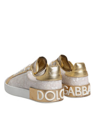 Dolce & Gabbana White Portofino Mother Of Pearl Sneakers Casual Shoes Dolce & Gabbana Retail Flare