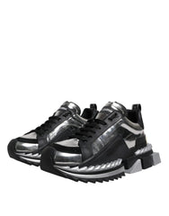 Dolce & Gabbana Black Silver SUPER KING Leather Sneaker Shoes Dolce & Gabbana Retail Flare