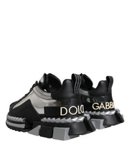 Dolce & Gabbana Black Silver SUPER KING Leather Sneaker Shoes Dolce & Gabbana Retail Flare