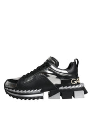 Dolce & Gabbana Black Silver SUPER KING Leather Sneaker Shoes Dolce & Gabbana Retail Flare