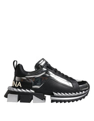 Dolce & Gabbana Black Silver SUPER KING Leather Sneaker Shoes Dolce & Gabbana Retail Flare