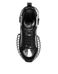Dolce & Gabbana Black Silver SUPER KING Leather Sneaker Shoes Dolce & Gabbana Retail Flare