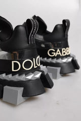 Dolce & Gabbana Black Silver SUPER KING Leather Sneaker Shoes Dolce & Gabbana Retail Flare