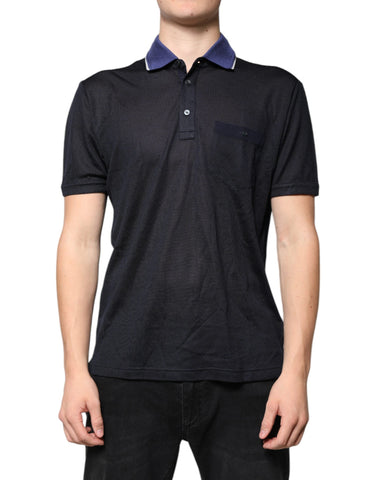 Dolce & Gabbana Blue Silk Collared Short Sleeves Polo T-shirt Dolce & Gabbana Retail Flare