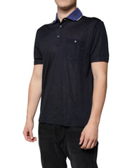 Dolce & Gabbana Blue Silk Collared Short Sleeves Polo T-shirt Dolce & Gabbana Retail Flare