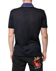 Dolce & Gabbana Blue Silk Collared Short Sleeves Polo T-shirt Dolce & Gabbana Retail Flare