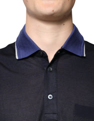 Dolce & Gabbana Blue Silk Collared Short Sleeves Polo T-shirt Dolce & Gabbana Retail Flare