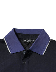Dolce & Gabbana Blue Silk Collared Short Sleeves Polo T-shirt Dolce & Gabbana Retail Flare