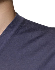 Dolce & Gabbana Gray Cashmere V-neck Men Pullover Sweater Dolce & Gabbana Retail Flare