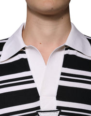 Dolce & Gabbana Black White Stripes Collared Polo T-shirt Dolce & Gabbana Retail Flare