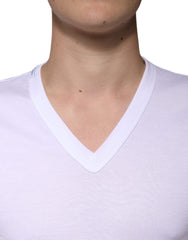 Dolce & Gabbana White Cotton V-neck Short Sleeves T-shirt Dolce & Gabbana Retail Flare