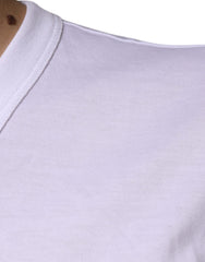 Dolce & Gabbana White Cotton V-neck Short Sleeves T-shirt Dolce & Gabbana Retail Flare