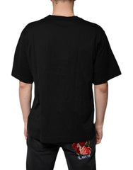 Dolce & Gabbana Black Cotton Logo Vneck Short Sleeve T-shirt Dolce & Gabbana Retail Flare