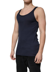 Dolce & Gabbana Blue Cotton Sleeveless Round Neck Tank T-shirt Dolce & Gabbana Retail Flare
