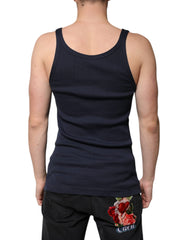 Dolce & Gabbana Blue Cotton Sleeveless Round Neck Tank T-shirt Dolce & Gabbana Retail Flare