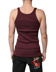 Dolce & Gabbana Maroon Cotton Sleeveless Round Neck Tank T-shirt Dolce & Gabbana Retail Flare