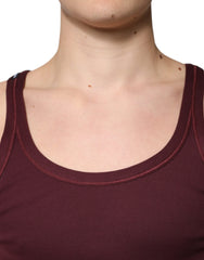 Dolce & Gabbana Maroon Cotton Sleeveless Round Neck Tank T-shirt Dolce & Gabbana Retail Flare