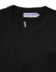 Dolce & Gabbana Black Cotton Crew Neck Short Sleeves T-shirt Dolce & Gabbana Retail Flare