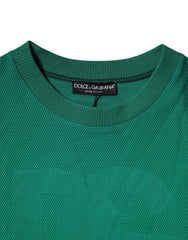 Dolce & Gabbana Green Logo Nylon Crew Neck Pullover Sweater Dolce & Gabbana Retail Flare