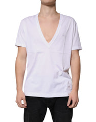Dolce & Gabbana White Cotton V-neck Short Sleeves T-shirt Dolce & Gabbana Retail Flare