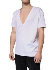 Dolce & Gabbana White Cotton V-neck Short Sleeves T-shirt Dolce & Gabbana Retail Flare