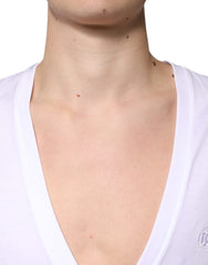 Dolce & Gabbana White Cotton V-neck Short Sleeves T-shirt Dolce & Gabbana Retail Flare