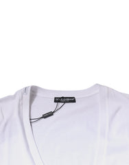 Dolce & Gabbana White Cotton V-neck Short Sleeves T-shirt Dolce & Gabbana Retail Flare