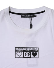 Dolce & Gabbana White Logo Print Cotton Crew Neck T-shirt Dolce & Gabbana Retail Flare