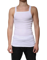 Dolce & Gabbana White Cotton Sleeveless Square Neck Tank T-shirt Dolce & Gabbana Retail Flare