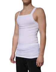 Dolce & Gabbana White Cotton Sleeveless Square Neck Tank T-shirt Dolce & Gabbana Retail Flare