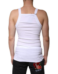 Dolce & Gabbana White Cotton Sleeveless Square Neck Tank T-shirt Dolce & Gabbana Retail Flare