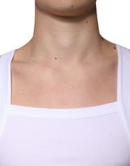 Dolce & Gabbana White Cotton Sleeveless Square Neck Tank T-shirt Dolce & Gabbana Retail Flare