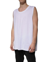 Dolce & Gabbana White Cotton Sleeveless Round Neck Tank T-shirt Dolce & Gabbana Retail Flare