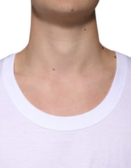 Dolce & Gabbana White Cotton Sleeveless Round Neck Tank T-shirt Dolce & Gabbana Retail Flare