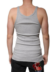 Dolce & Gabbana Gray Cotton Sleeveless Round Neck Tank T-shirt Dolce & Gabbana Retail Flare