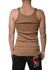 Dolce & Gabbana Brown Cotton Sleeveless Round Neck Tank T-shirt Dolce & Gabbana Retail Flare