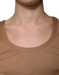 Dolce & Gabbana Brown Cotton Sleeveless Round Neck Tank T-shirt Dolce & Gabbana Retail Flare