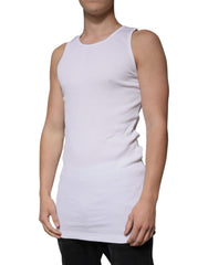 Dolce & Gabbana White Cotton Sleeveless Round Neck Tank T-shirt Dolce & Gabbana Retail Flare