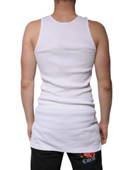 Dolce & Gabbana White Cotton Sleeveless Round Neck Tank T-shirt Dolce & Gabbana Retail Flare