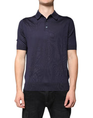 Dolce & Gabbana Blue Silk Collared Short Sleeves Polo T-shirt Dolce & Gabbana Retail Flare